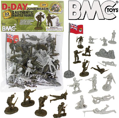 Playsets 54mm D-Day Juno Beach German & Canadian Figure Playset (Olive/Tan) (33pcs) (Bagged) (BMC Toys)