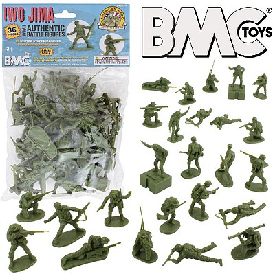 Playsets 54mm Iwo Jima US Marines Figure Playset (Olive) (36pcs) (Bagged) (BMC Toys)