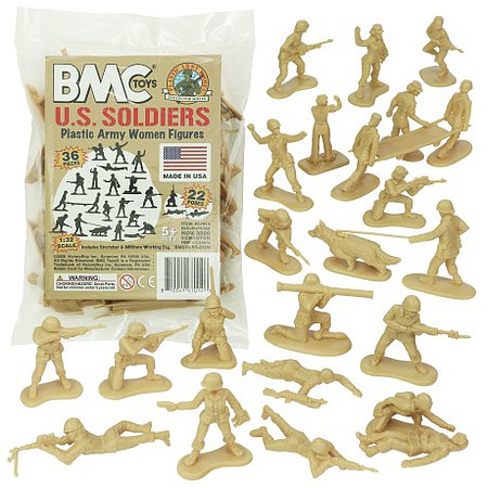 Playsets 54mm US Army Women Soldiers Figure Playset (Tan) (36pcs) (Bagged) (BMC Toys)