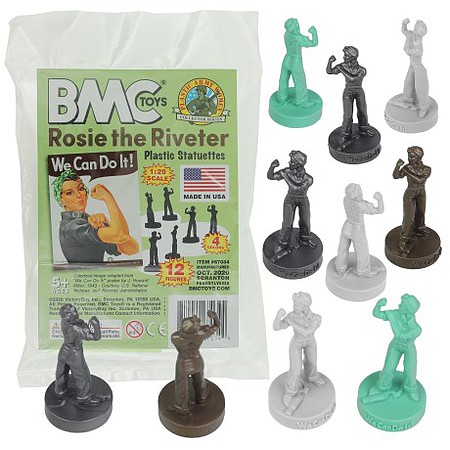 Playsets 54mm Rosie the Riveter Figure Set (White/Silver/Brown/Turquoise) (12pcs) (Bagged) (BMC Toys)