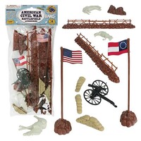 Playsets 54mm American Civil War Battlefield- Fences, Sandbags, Guns, Horses etc. (18pcs) (Bagged) (BMC Toys)