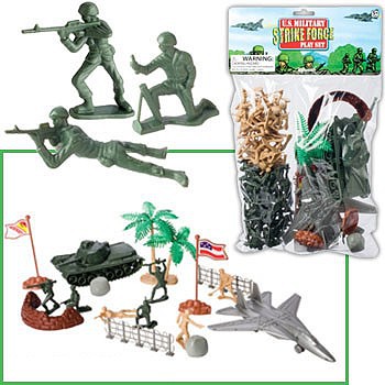 Playsets 1/32 US Military Strike Force Deluxe Playset (Figures, Tank, Aircraft & acces. 60pc Total) (Bagged)