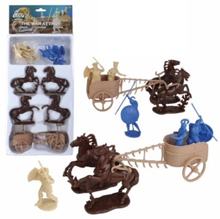 Playsets 1/32 The War at Troy Set #2 Figure Playset- Greeks & Trojans (6), Horses, Chariots (Bagged) (LOD Enterprises)