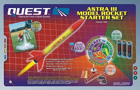 Quest Astra III Model Rocket Starter Set Skill Level 1 HAZ Model Rocket Kit Starter Set #1406