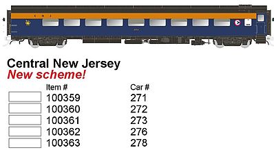 Rapido CC&F 52-Seat Dayniter Leg-Rest Coach Central NJ #272 HO Scale Model Train Car #100360