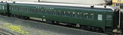 Rapido PS Osgood-Bradley 10-Window Coach, No Skirt, Interior Detail & Lighting New Haven #8201 (Forest Green, green Window Frames) - HO-Scale