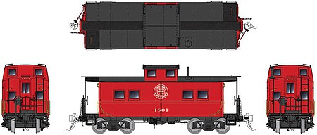 Rapido Northeastern-Style Steel Caboose - Ready to Run Western Maryland 1801 (As-Delivered, red, black)