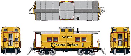 Rapido Northeastern-Style Steel Caboose - Ready to Run Chessie System- 1835 (yellow, silver, blue, vermillion)