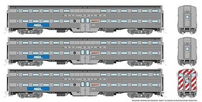 Rapido HO Budd Gallery METRA (BNSF) 3pk