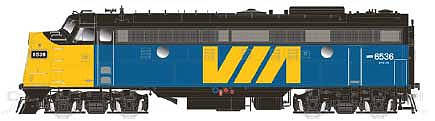 Rapido GMDD FP9A - LokSound and DCC - True North VIA Rail Canada 6534 (blue, yellow, black, red VIA logo)