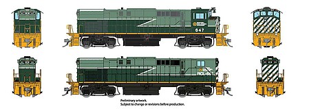 Rapido Montreal Locomotive Works MLW M420 - M420B Set - Sound and DCC British Columbia Railway #642, 686 (Lightning Stripe, green, Dogwood Logo)