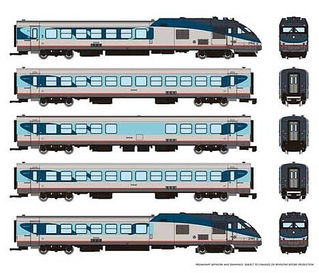 Rapido N Turbo Liner Amtrak Ph-V Set