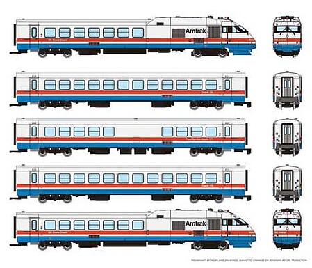 Rapido N Turbo Liner Amtrak Ph-III Set#1 W/sd