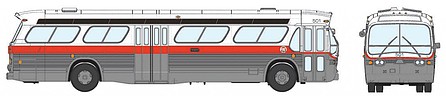 Rapido 1959-1986 GM New Look/Fishbowl Bus - Deluxe Lighted - Assembled Pittsburgh (Port Authority) #2476 (silver, white, red)