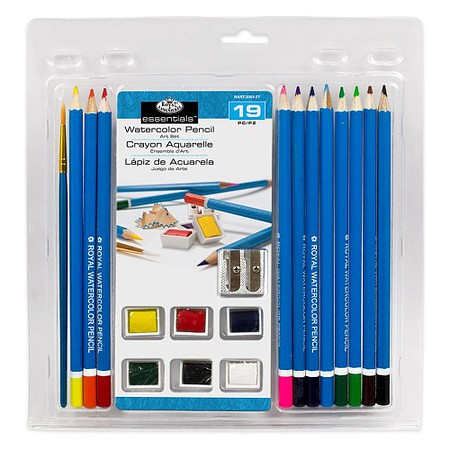 Royal-Brush Essentials Watercolor Pencil Art Set in Clamshell Package (19pc)