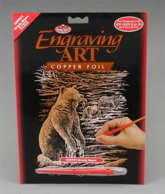 Royal-Brush Copper Foil Engraving Art Grizzly Bears Scratch Art Metal Art Kit #copf21