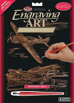 Royal-Brush Copper Foil Engraving WWII Fighter Scratch Art Metal Art Kit #copf25