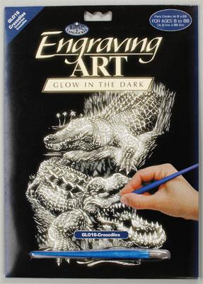 Royal-Brush Glow/Dark Foil Engraving Crocodiles Scratch Art Metal Art Kit #glo16