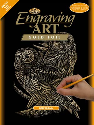 Royal-Brush Gold Foil Engraving Art Owls Scratch Art Metal Art Kit #golf13