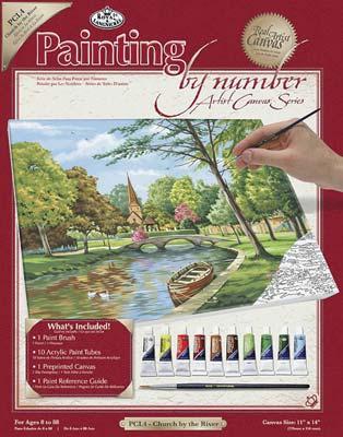 Royal-Brush PBN Canvas Church by the River 11x14 Paint By Number Kit #pcl4