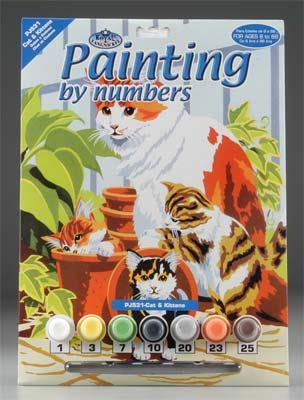 Royal-Brush Jr PBN Cat & Kittens 8-3/4x11-3/4 Paint By Number Kit #pjs31