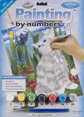 Royal-Brush Jr PBN Kittens & Butterflies 8-3/4x11-3/4 Paint By Number Kit #pjs7