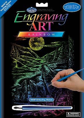 Howling Wolves Scratch Art Metal Art Kit #rain19