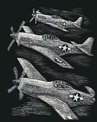 Royal-Brush Silver Engraving Art Fighter Planes Scratch Art Metal Art Kit #silf29
