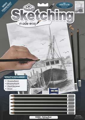 Royal-Brush Sketching Made Easy Fishing Boat 9x12 Drawing Kit #skbn2