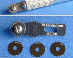 RB Rivet-R Mini Riveting Tool w/4 Scribing Wheels- 0.75, 1, 1.25, 1.5mm (use w/hobby knife #1 handle) RB Rivet-R Mini Riveting Tool w/4 Scribing Wheels- 0.75, 1, 1.25, 1.5mm (use w/hobby knife #1 handle)