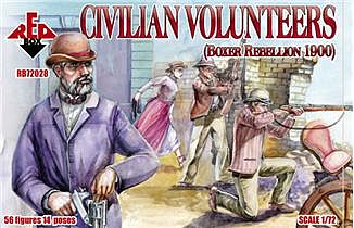 Red-Box Civilian Volunteers Boxer Rebellion 1900 (56) Plastic Model Military Figure 1/72 #72028