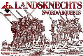 Red-Box Landsknechts with Sword/Arquebus Plastic Model Military Figures 1/72 Scale #72057 Red-Box Landsknechts with Sword/Arquebus Plastic Model Military Figures 1/72 Scale #72057