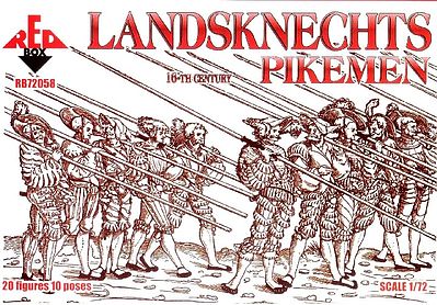 Red-Box Landsknects Pikemen XVI Century Plastic Model Military Figures 1/72 Scale #72058