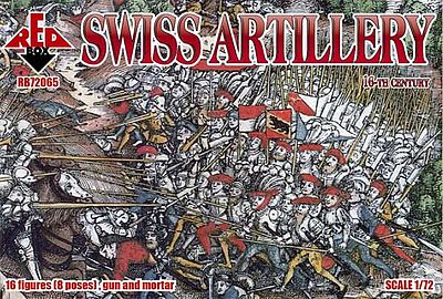 Red-Box Swiss Artillery XVI Century Plastic Model Military Figures 1/72 Scale #72065