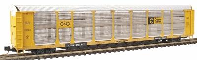 Red-Caboose Bi-Level Auto Racks Assembled Single w/Micro Trains Trucks & Couplers Chessie (C&O)/Trailer Train - N-Scale