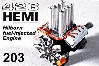 Ross-Gibson Hemi 426 Hilborn Fuel-Injected Engine Plastic Model Engine Kit 1/25 Scale #203