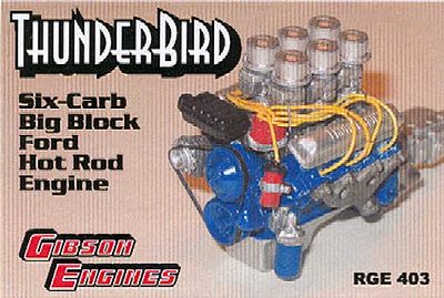 Ross-Gibson 1950s Thunderbird Six-Carb Big Block Hot Rod Engine Plastic Model Engine Kit 1/25 #403
