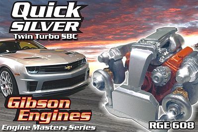 Ross-Gibson Quicksilver Small Block Chevy Twin Turbo Engine Plastic Model Engine Kit 1/25 #608