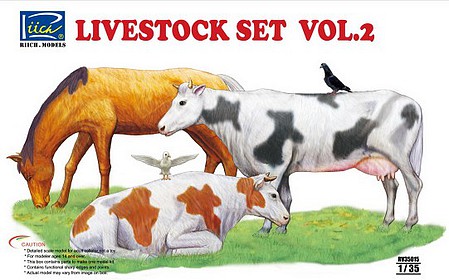 Riich 1/35 Livestock Set Vol.2- Horse, Cows, Pigeons