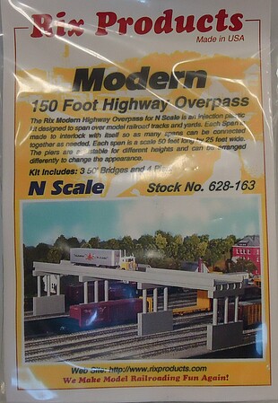 Rix Modern 150 Highway Overpass w/ 4 Piers Model Railroad Bridge Kit N Scale #163