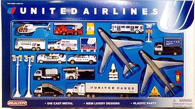 united airlines toy plane set