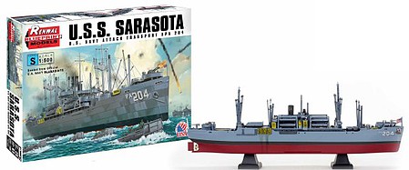 Revell-Monogram USS Sarasota APA204 US Navy Attack Transport Plastic Model Military Ship Kit 1/500 #330
