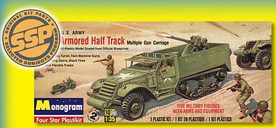 Revell-Monogram US Armored Halftrack Multiple Gun Carriage Plastic Model Military Vehicle 1/35 Scale #34
