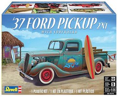 Revell-Monogram 1937 Ford Pickup Truck w/Surfboard (2 in 1) Plastic Model Pickup Truck 1/25 Scale