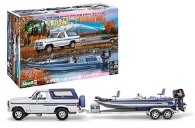 Revell-Monogram Gone Fishing 1980 Ford Bronco w/Bass Boat/Trailer Plastic Model Car Vehicle Kit 1/24 #7242