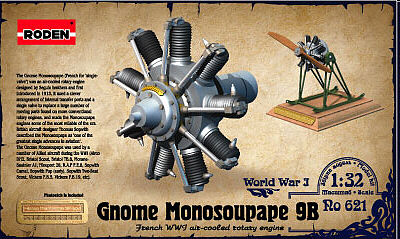 Roden Gnome Monosoupape 9B WWI Air-Cooled Rotary Engine Plastic Model Engine Kit 1/32 Scale #621