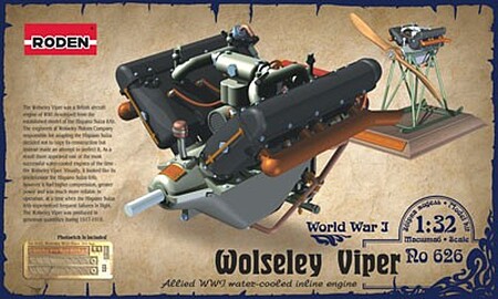 Roden Wolseley Viper Engine Plastic Model Engine Kit 1/32 Scale #rd0626