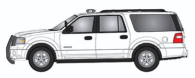RiverPoint Emergency 2007 Ford Expedition EL SSP SUV Unlettered - White w/Modern Light Bar & Black Push Bar - HO-Scale