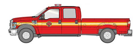 RiverPoint 2008 Ford F-350 XLT Super Duty Crew Cab Pickup Truck - Assembled Fire Deptartment (red, yellow, white, yellow stripe, chrome trim)
