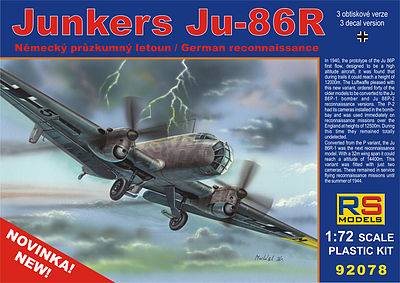 RS Junkers Ju86R High-Altitude Bomber w/Photo-Etch Plastic Model Airplane Kit 1/72 #92078